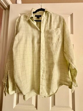 Brooks Brothers Light Green Plaid Irish Linen Shirt